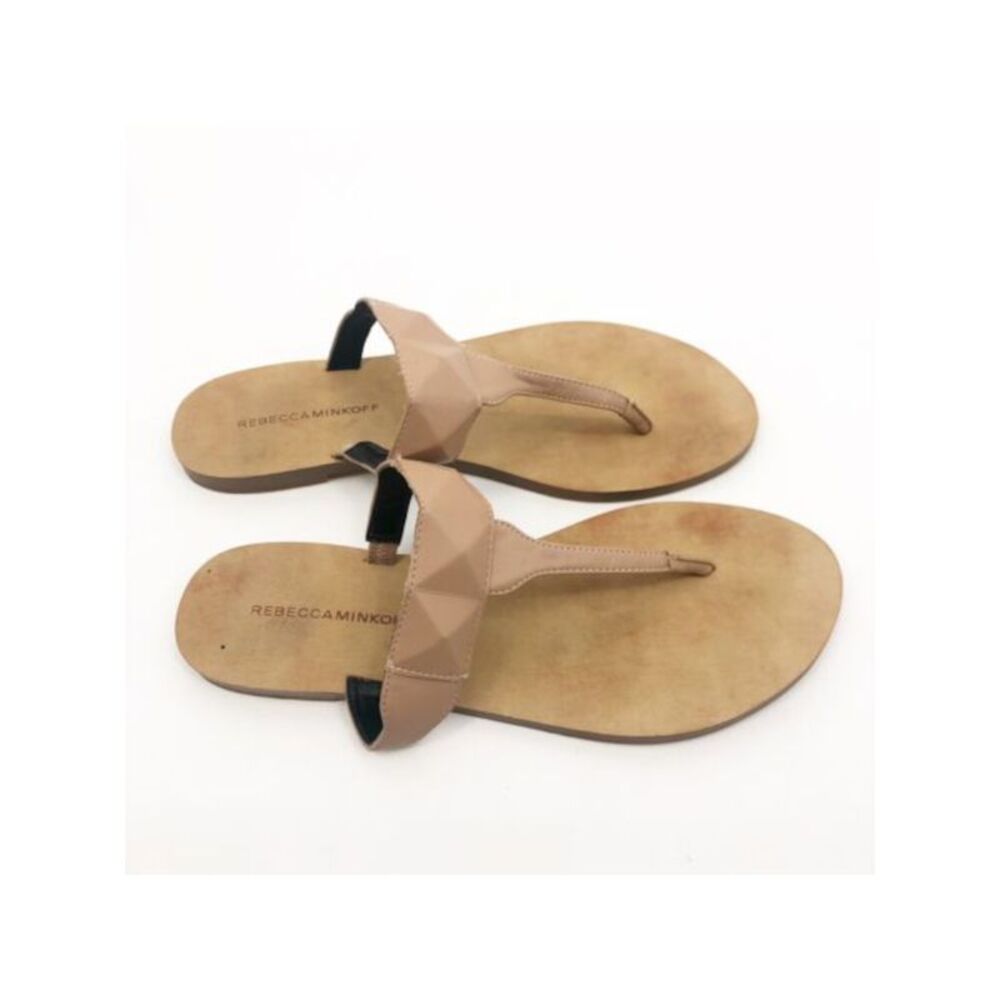 REBECCA MINKOFF Womens Beige Eloise Toe Slip On Leather Thong Sandals 9.5 M